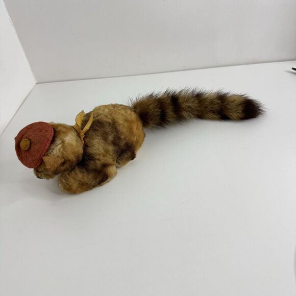Vtg 1950s - 60s Stuffed Plush Mohair Raccoon Hand Sewn Ringed Tail Tanuki Japan - Picture 5 of 16